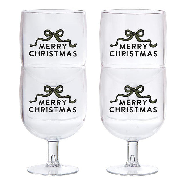Merry Christmas Stackable Acrylic Wine Glasses