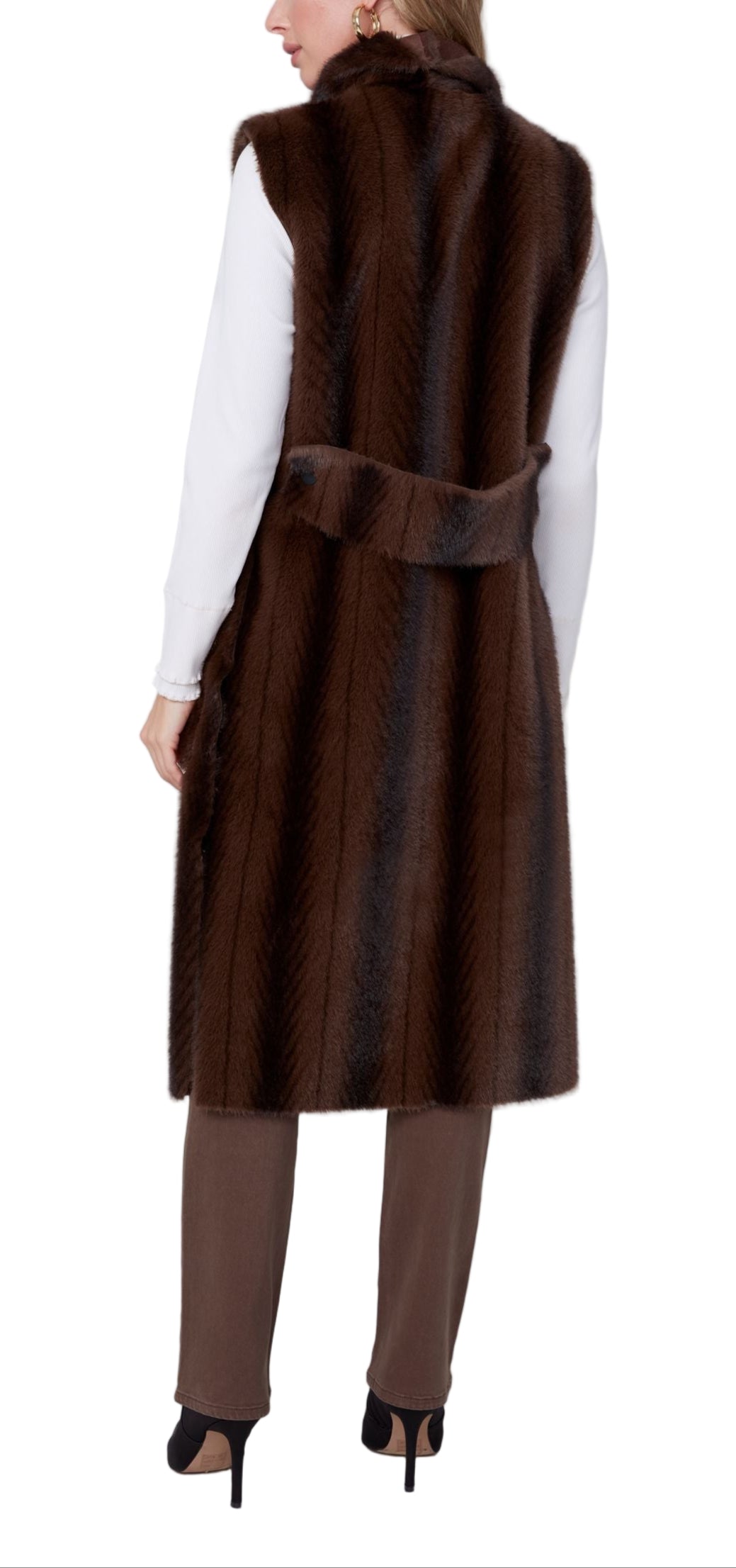 A long fur vest that will compliment your outfit.