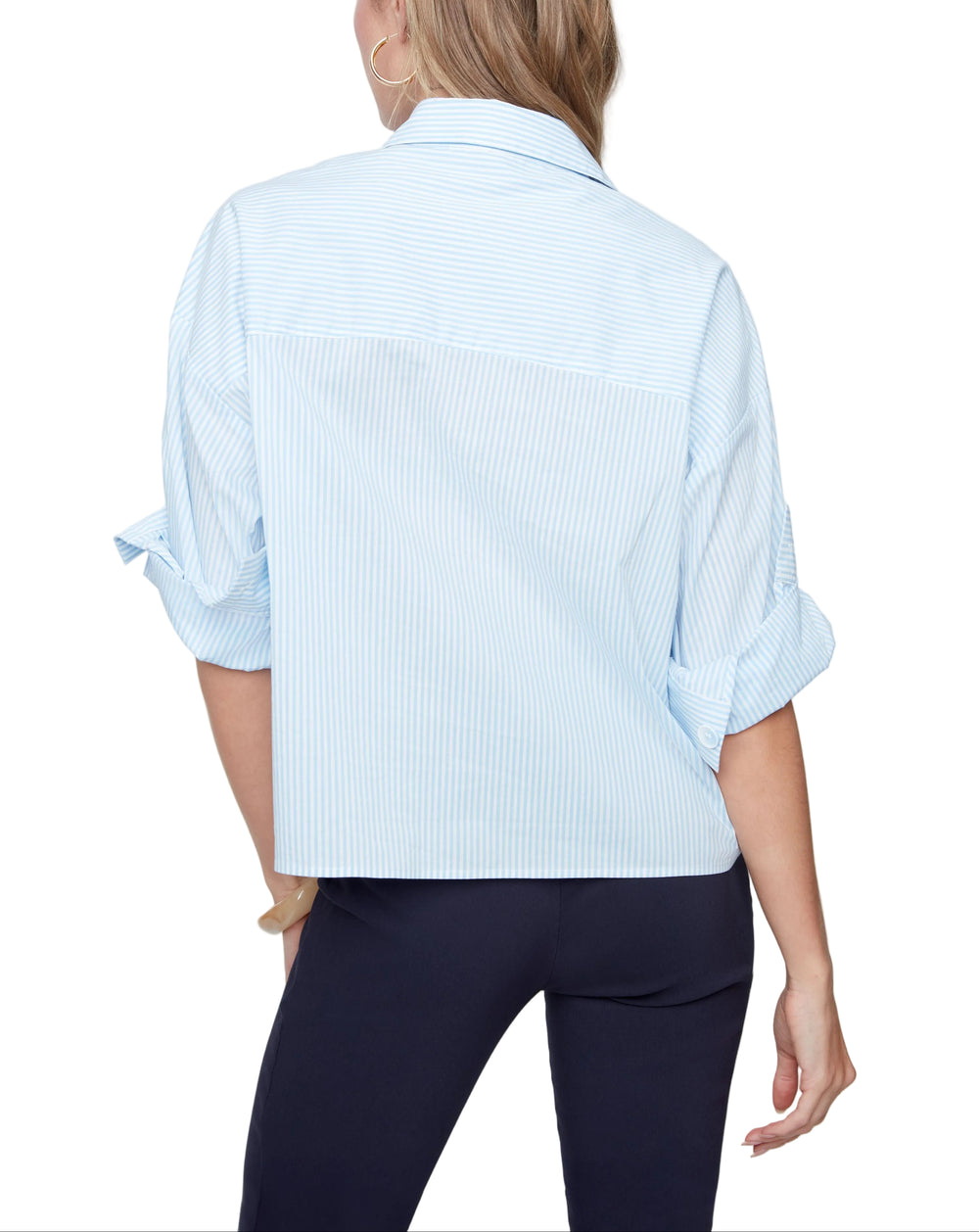 Stripes never go out of style—and this Crystal Short Sleeve Striped Blouse proves it. Featuring crisp horizontal stripes and charming cuff sleeves that add just the right amount of polish, it's your go-to piece for effortless sophistication. Perfect for pairing with your favorite bottoms, whether you're heading to the office or out for weekend adventures. A wardrobe essential that works as hard as you do.