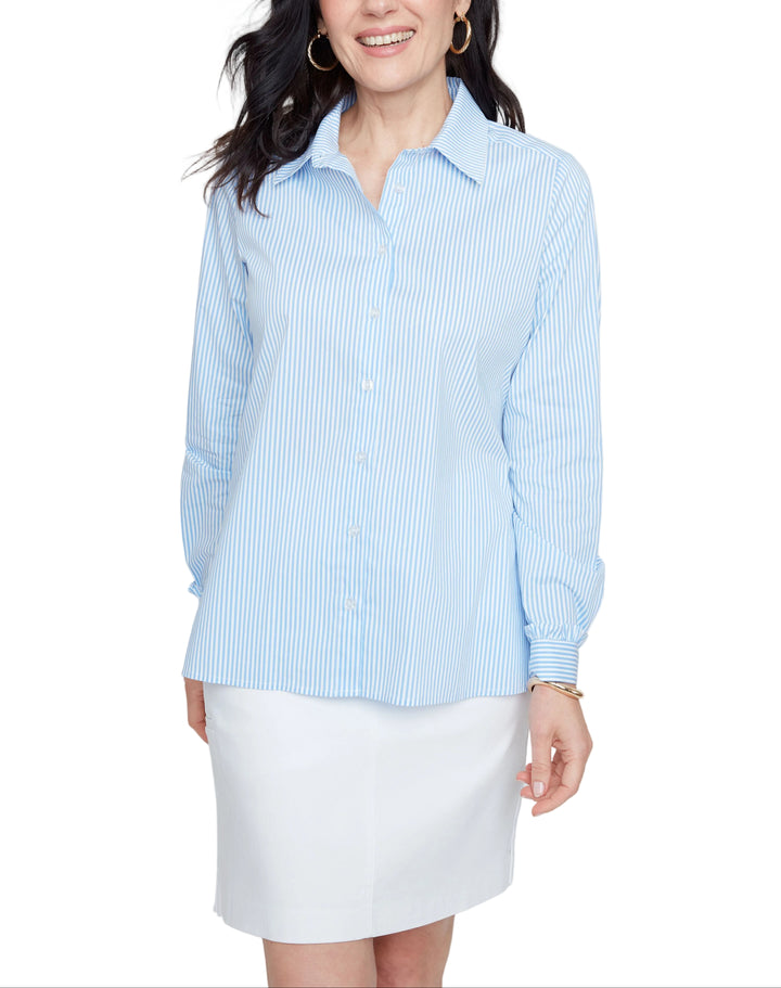 Stripes never go out of style—and this Fay blouse proves it. Featuring a charming blue combo pattern, it's the kind of piece that works overtime in your wardrobe. Pair it with tailored trousers for the office or tuck it into your favorite jeans for weekend ease. Versatile, flattering, and endlessly fun.