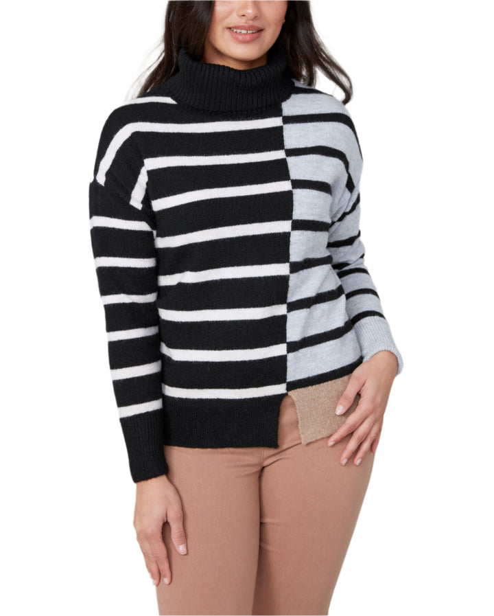 Renuar Striped Colorblock Knit Sweater