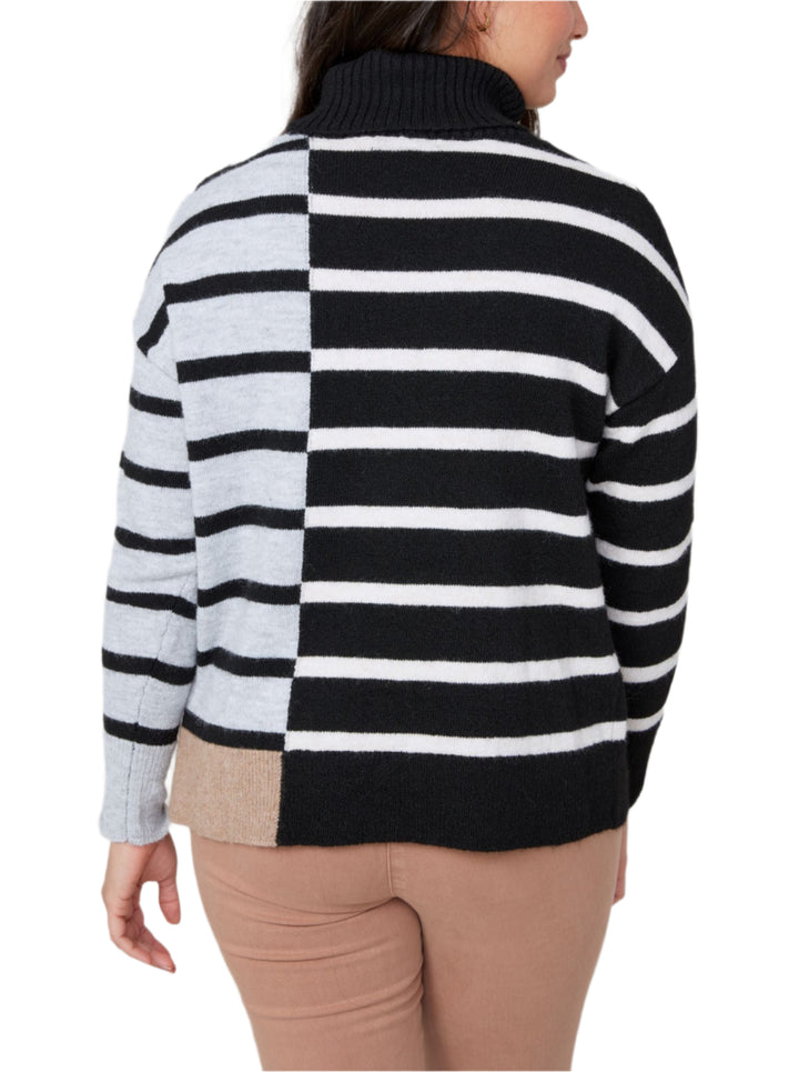 Renuar Striped Colorblock Knit Sweater