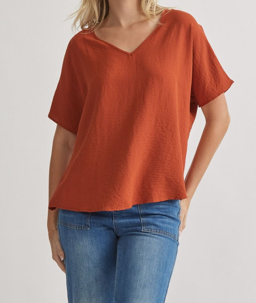 rust vneck top