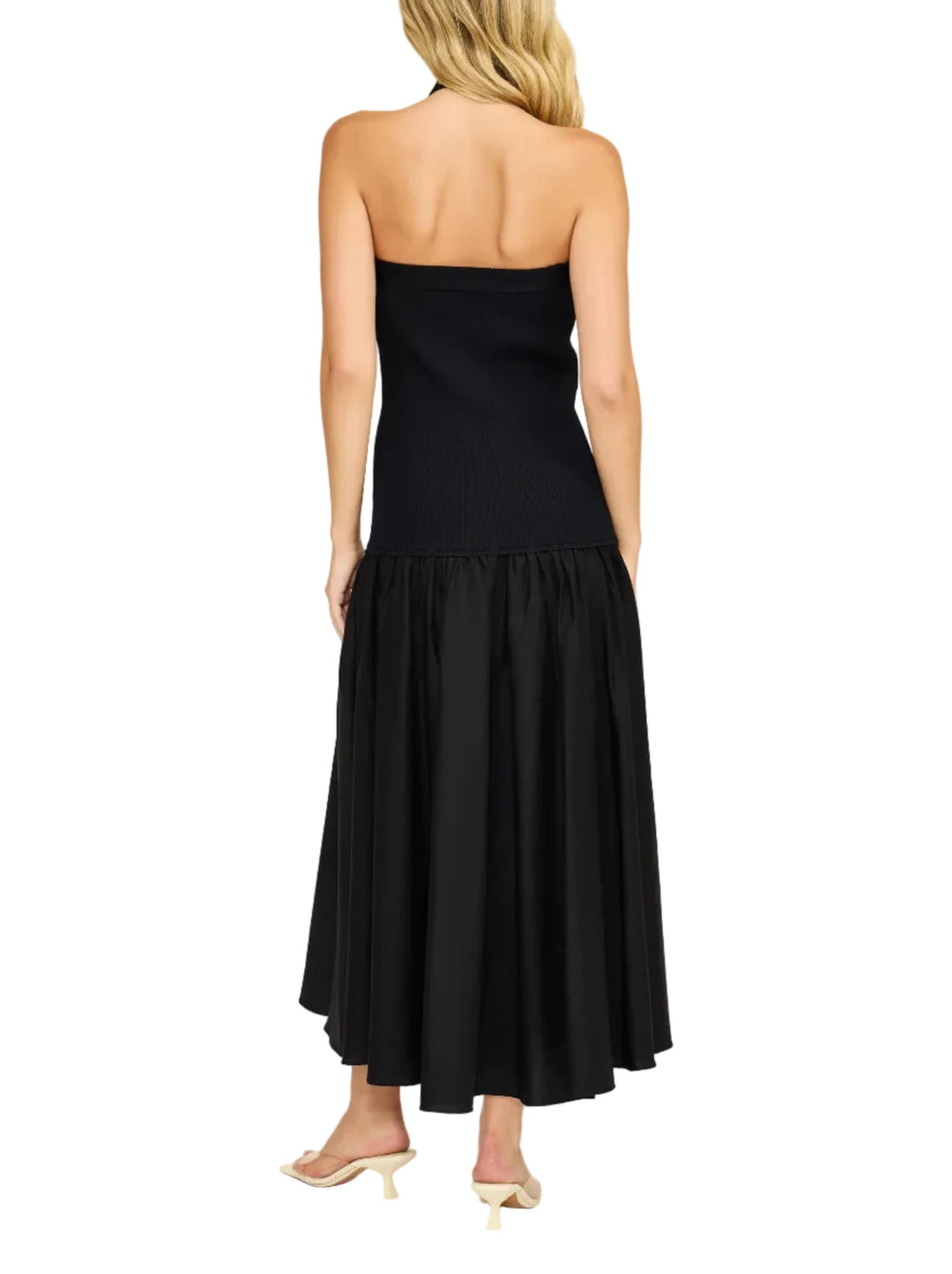 Arella Midi Halter Dress in Black