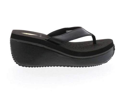 Volatile Black Frappachino Genuine Leather Sandals