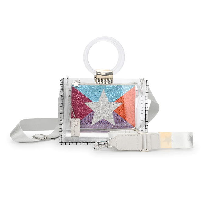 Mini Molly Clear Silver Rhinestone Bag