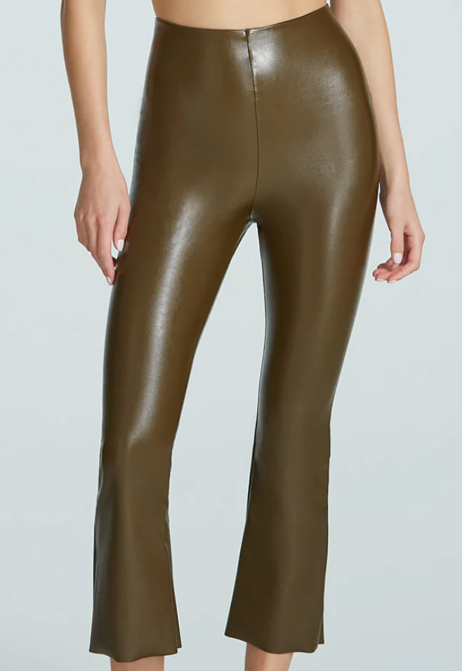 Faux Leather Cropped Flare in Cadet by Commando
