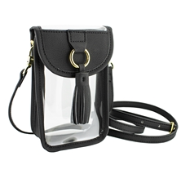 Clear Cellphone Crossbody with Black Accents