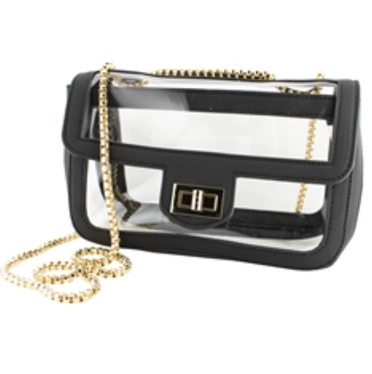 Clear Convertible Crossbody with Black Accents