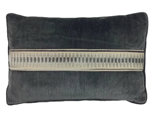 Jefferson Charcoal Tape Down Pillow-16x24