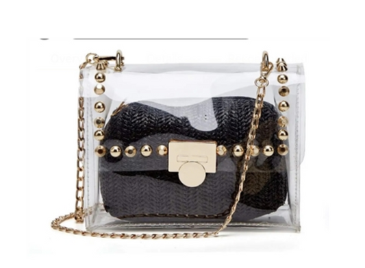 Clear Purse with Gold Studs