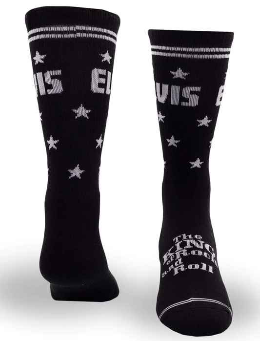 Elvis the King Black Crew Sock