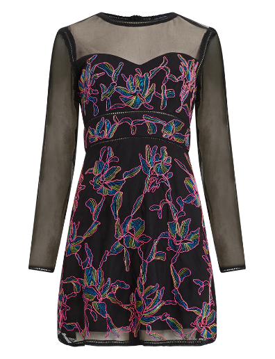 Emilia Black Embroidered  Mini Dress by French Connection
