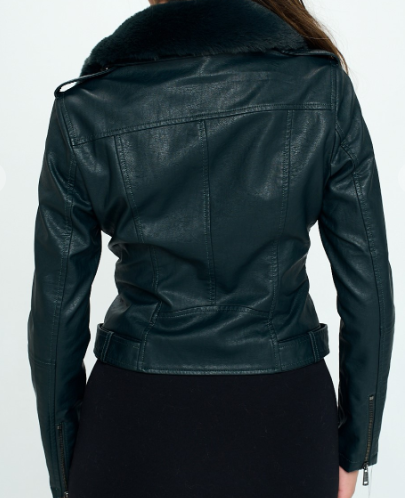 Leather Jacket with Detachable Fur Collar