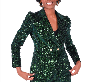 Green Sequin Cheetah Bradshaw Blazer by Emily McCarthy