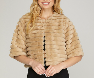 Jillian Cropped Faux Fur Jacket, taupe, beige