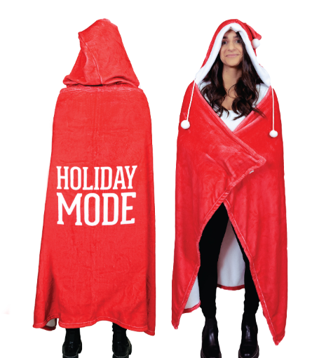 Holiday Mode Plush Hooded Blanket