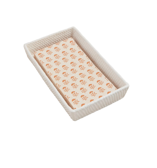 Woven Stoneware Guest Towel & Caddy Set