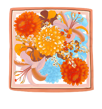 Multi Floral Print Silky Scarf