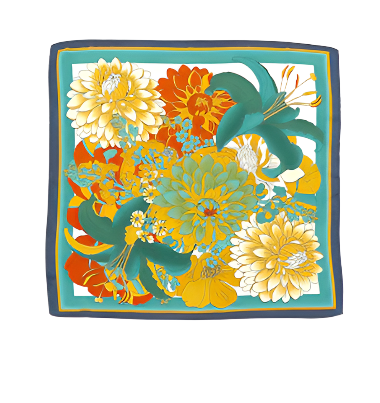 Multi Floral Print Silky Scarf