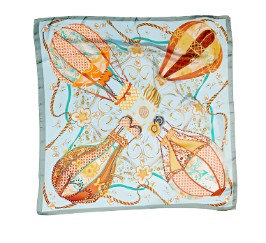 Hot Air Balloon Printed Silky Scarf