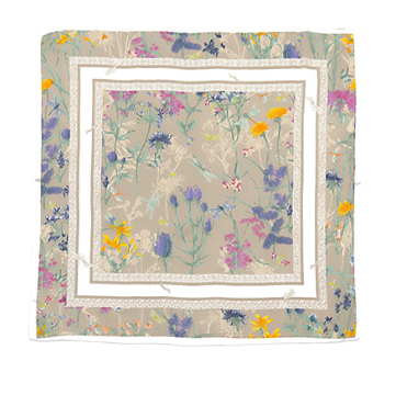 Floral & Dragonfly Print Silky Bandana Scarf