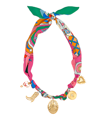 Multiple Charm Scarf Necklace