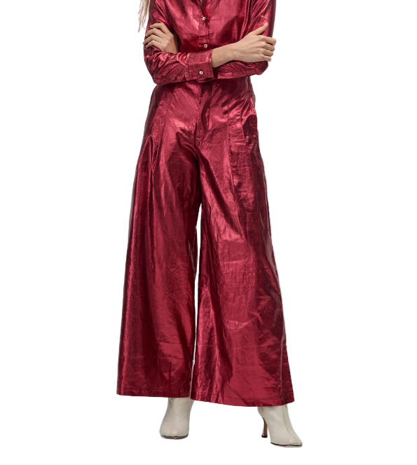 Culotte Pants in Metallic Cherry