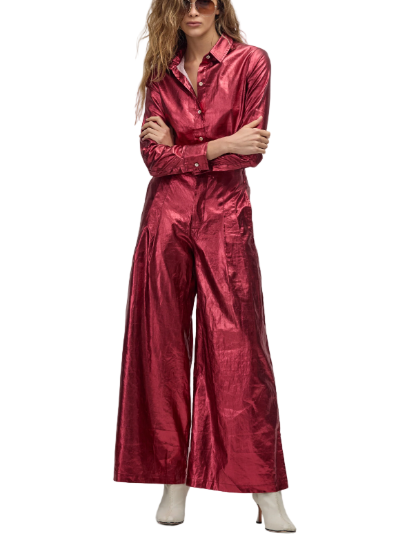 Culotte Pants in Metallic Cherry