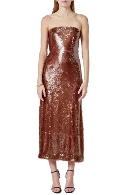 Brown Sequin Maxi Dress