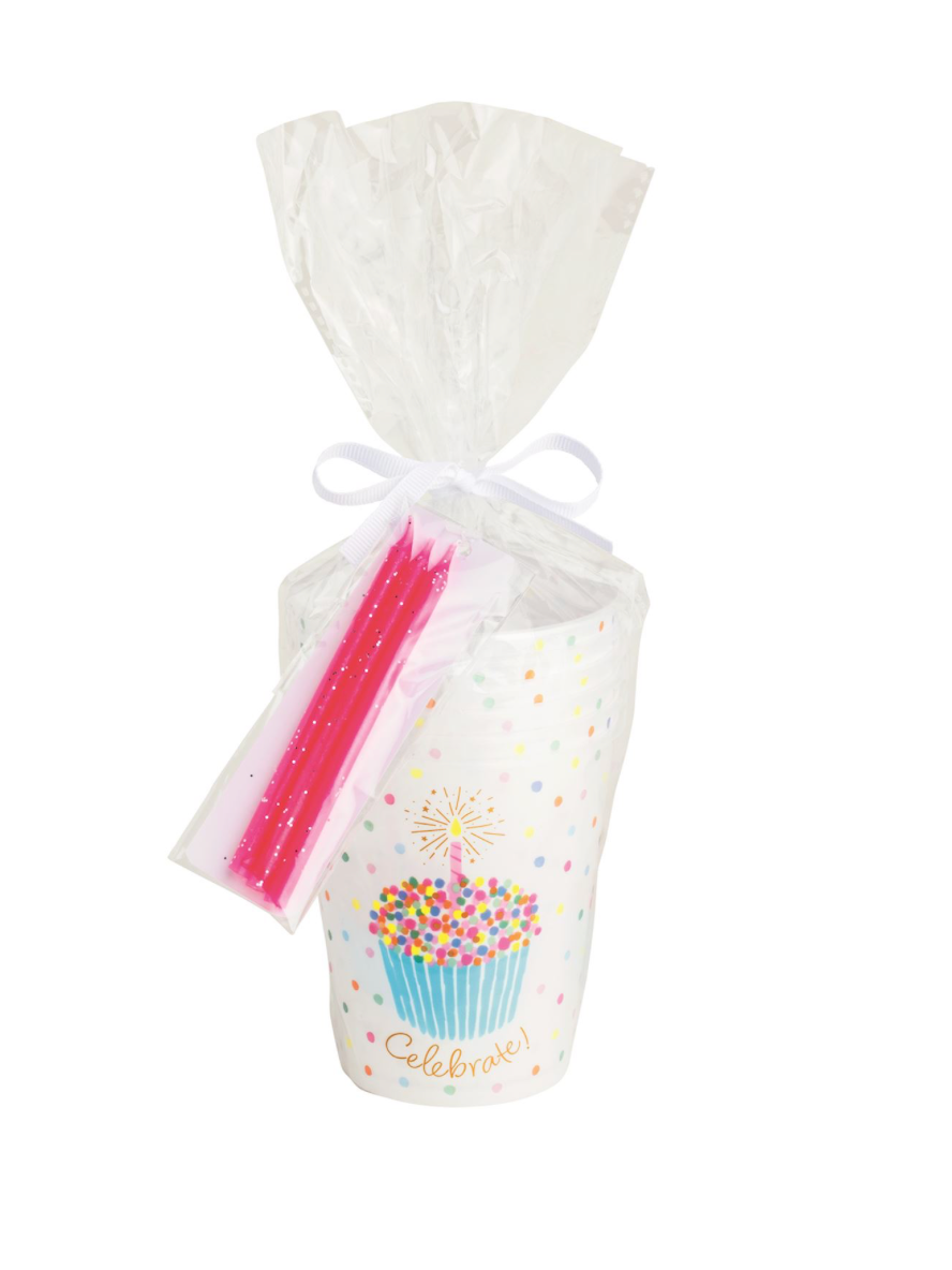Birthday Plastic Cup & Candle Set
