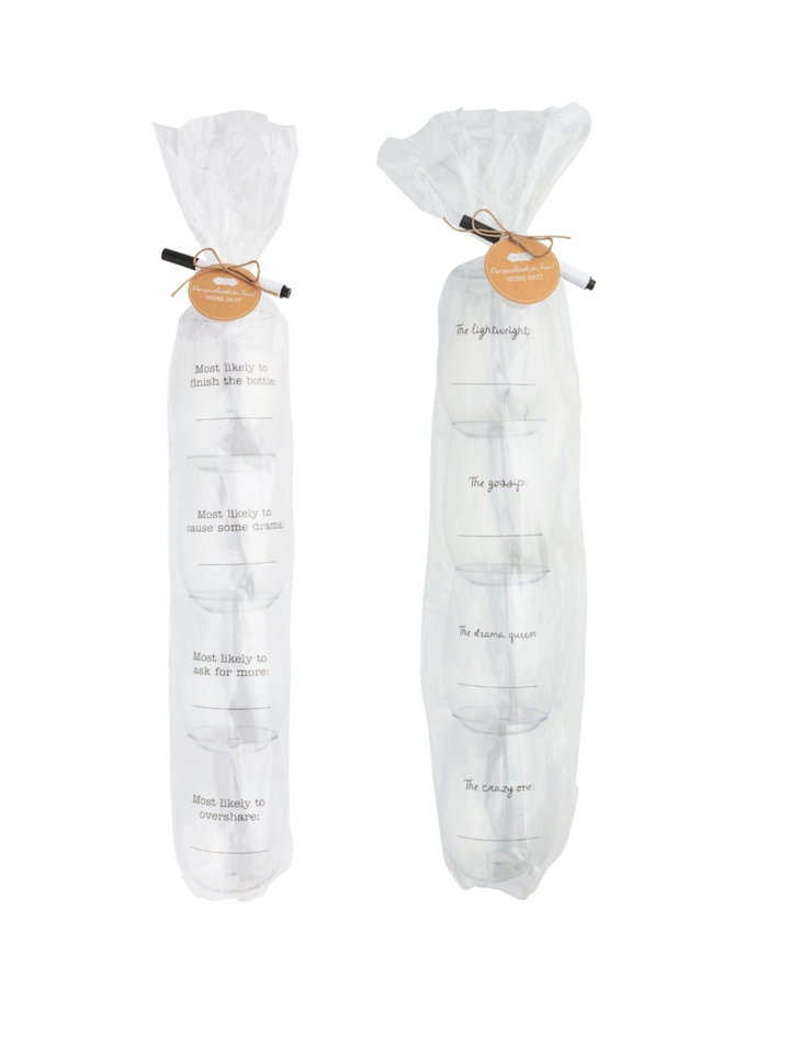 Personalized Wine Cups & Marker Set - Pickering Boxwood