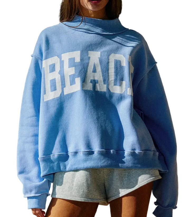 Beach/Lake Reversible Mock-Neck Sweatshirt