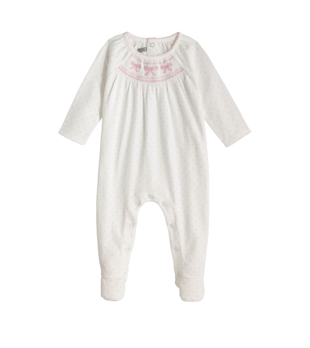 Pink Bow Smocked Sleeper