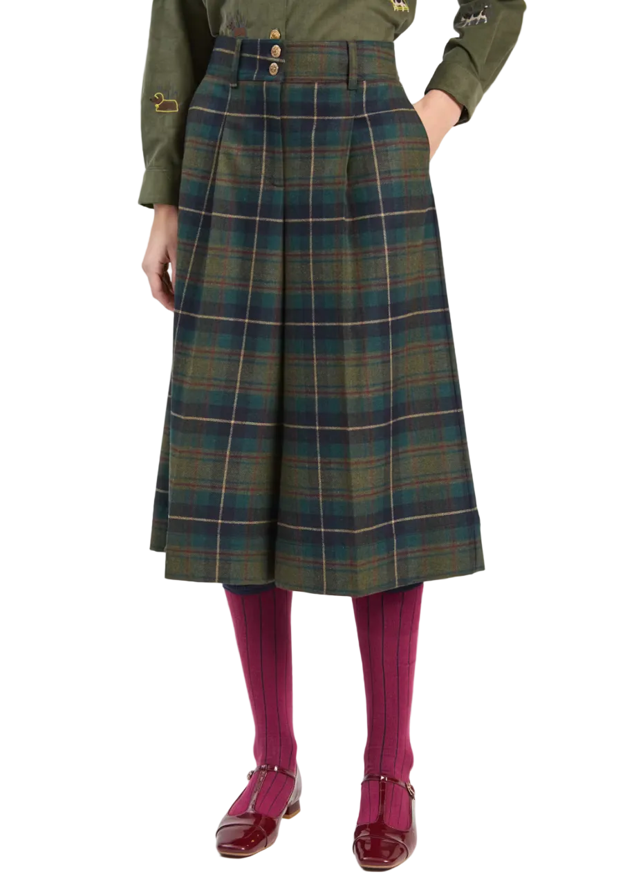 Green and Burgundy Plaid Bermuda Pants by Vilagallo