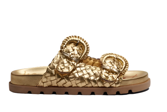 
The Tiffanie is all about bold comfort. With it's oversized buckle detailing and cushioned sole, this slip-on sandal is perfect for days when style and ease are a must! Whether you're running errands or meeting up with friends for brunch, Tiffanie has you covered.

Heel Height: 0.375 in
Toe: Open Toe
Closure: Buckle
Material: Leather
Insole: Synthetic