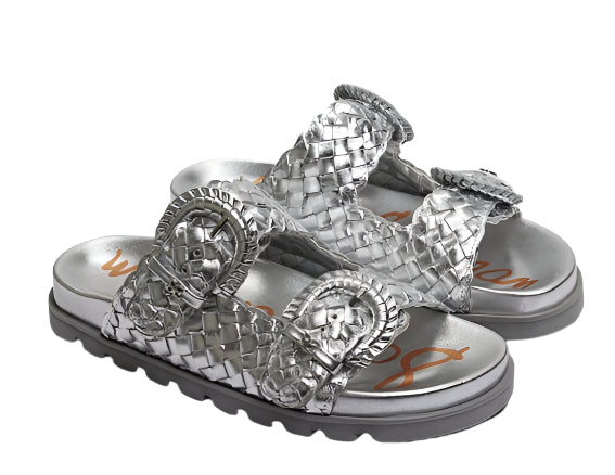 The Tiffanie is all about bold comfort. With it's oversized buckle detailing and cushioned sole, this slip-on sandal is perfect for days when style and ease are a must! Whether you're running errands or meeting up with friends for brunch, Tiffanie has you covered.

Heel Height: 0.375 in
Toe: Open Toe
Closure: Buckle
Material: Leather
Insole: Synthetic