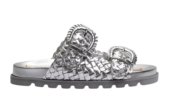 The Tiffanie is all about bold comfort. With it's oversized buckle detailing and cushioned sole, this slip-on sandal is perfect for days when style and ease are a must! Whether you're running errands or meeting up with friends for brunch, Tiffanie has you covered.

Heel Height: 0.375 in
Toe: Open Toe
Closure: Buckle
Material: Leather
Insole: Synthetic