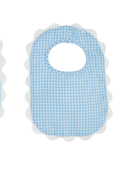 Gingham Scalloped Trim Bib