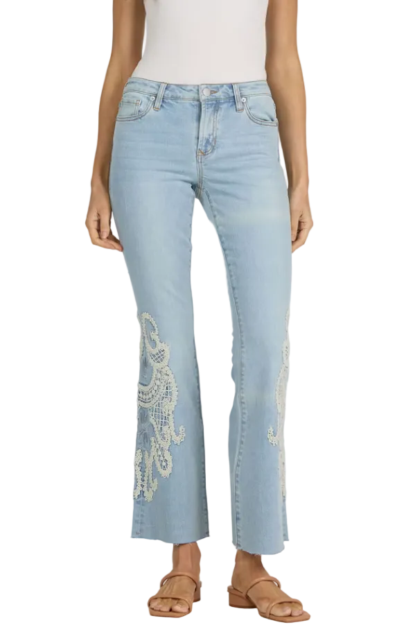 Rosa Flare Jean in Denim Lace