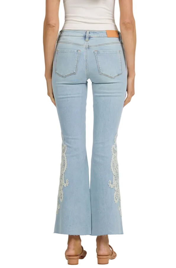 Rosa Flare Jean in Denim Lace