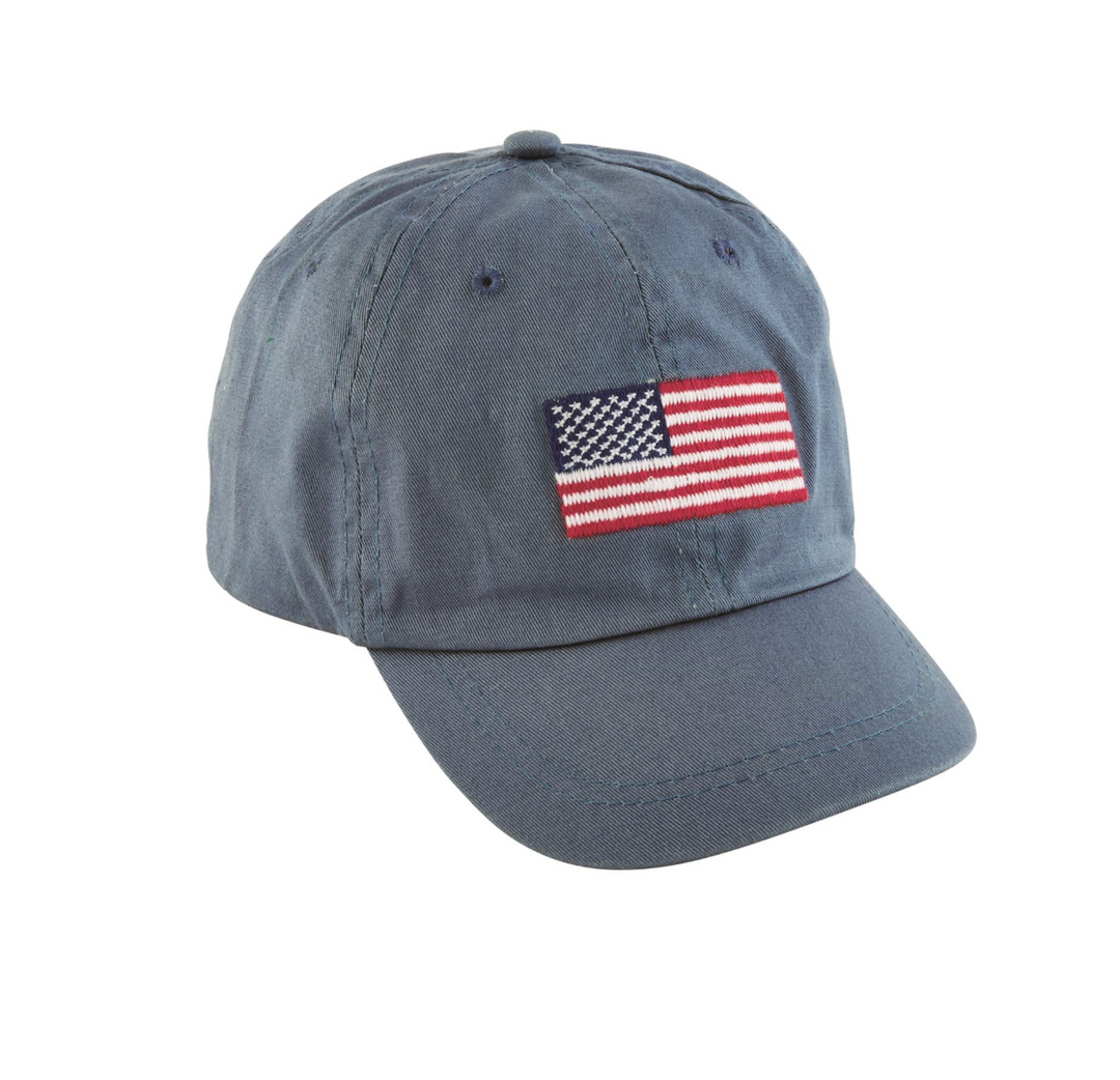 Kid’s Embroidered Flag Hat in Blue - Pickering Boxwood