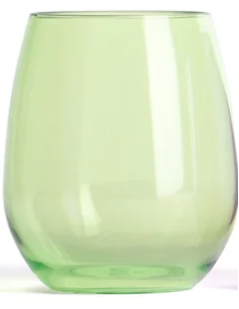 Green glass on a white background