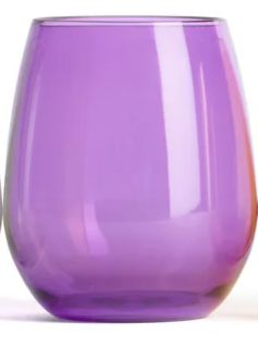 Purple glass tumbler on a white background