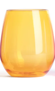 Yellow glass on a white background