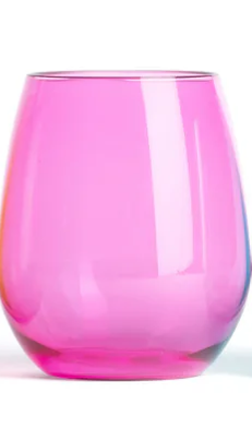 Pink glass on a white background
