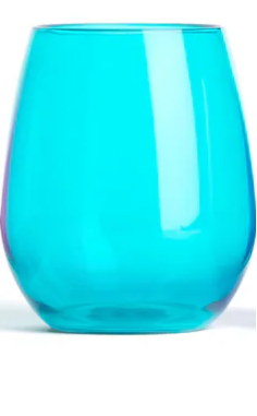 Turquoise glass on a white background