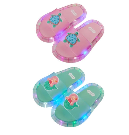 LED slide sandals light-up when child walks.