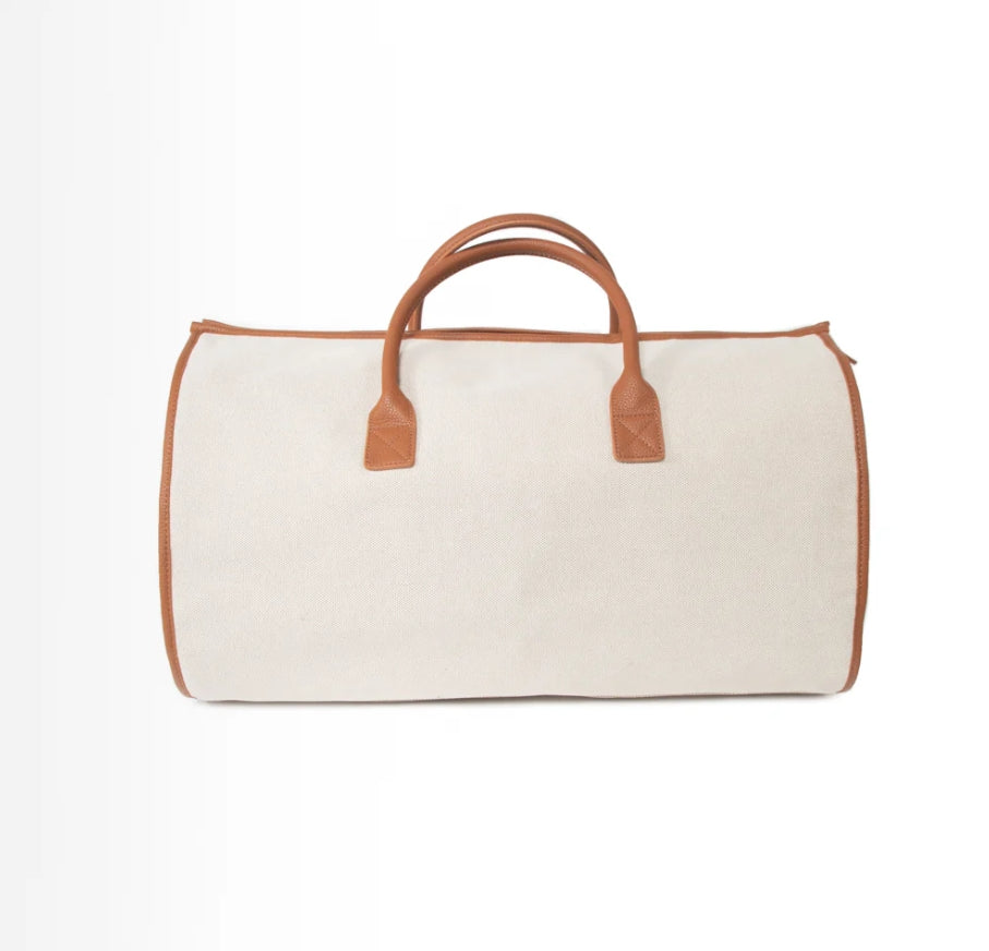 brown trim travel bag