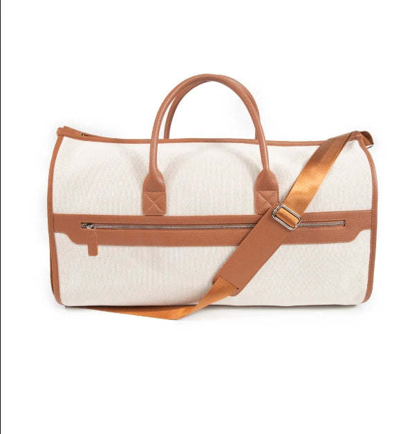 brown trim travel bag
